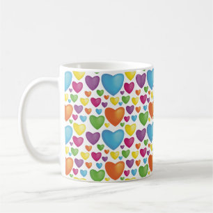 colored hearts coffee mug