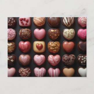 Colored hearts from chocolate Valentine's Day Postcard