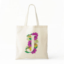 Colored ‘J’ Design Tote Bag