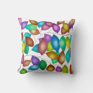 Colored leaves throw pillow