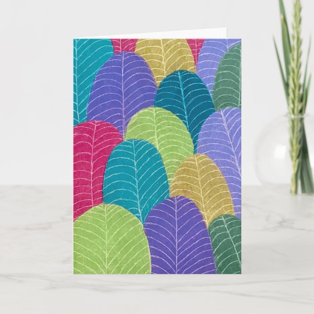 Colored Pencil Leaves Drawing Card (Front)