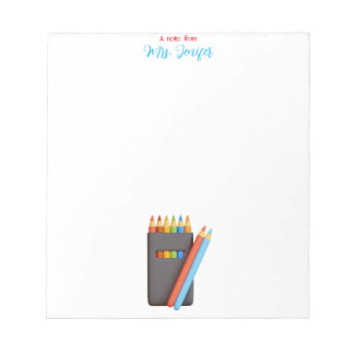Colored Pencil Palette Kindergarten Teacher Notepa Notepad