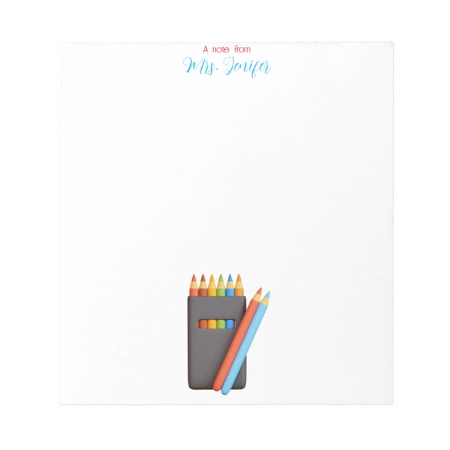 Colored Pencil Palette Kindergarten Teacher Notepa Notepad (Front)