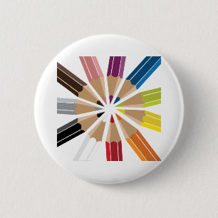 Colored Pencils 2 Inch Round Button