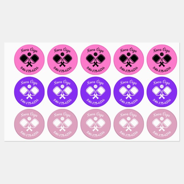 Colored Personalized Pickleball Paddle Butt Name (Sheet)