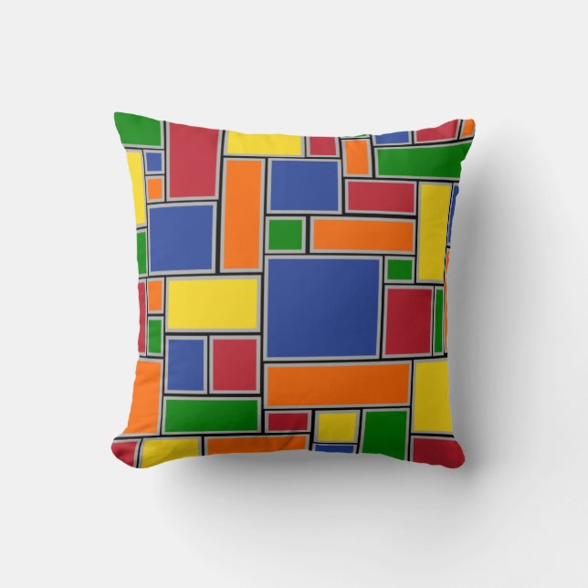 Colored Rectangles  Throw Pillow (Front)