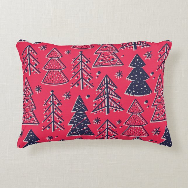 Colored seamless pattern wallpaper with christmas  accent pillow (Front)