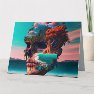 Colored skull head card