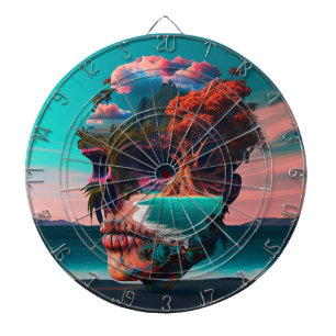 Colored skull head dartboard