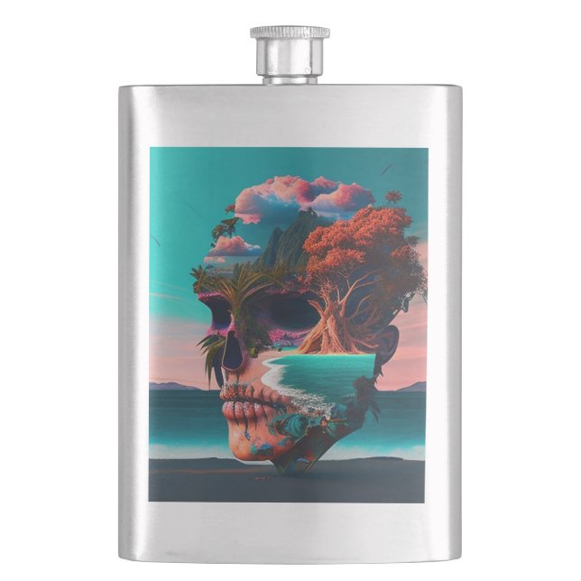 Colored skull head hip flask (Front)
