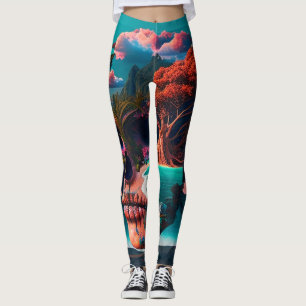 Colored skull head leggings