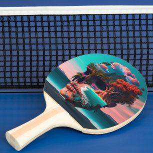 Colored skull head ping pong paddle