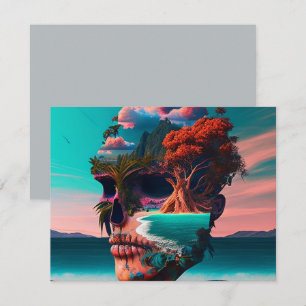 Colored skull head RSVP card