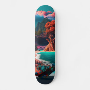 Colored skull head skateboard