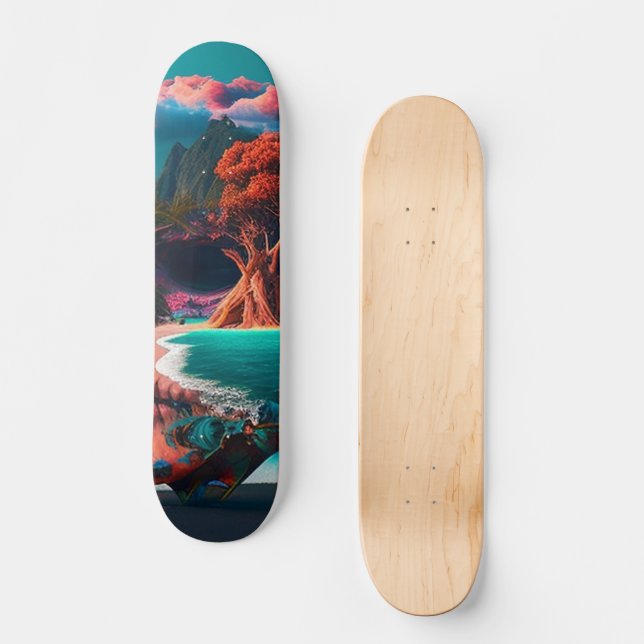 Colored skull head skateboard (Front)