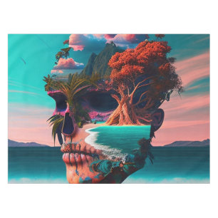 Colored skull head tablecloth