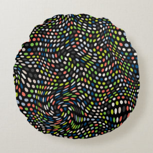 Colored small dots background. Circles wave. Abstr Round Pillow