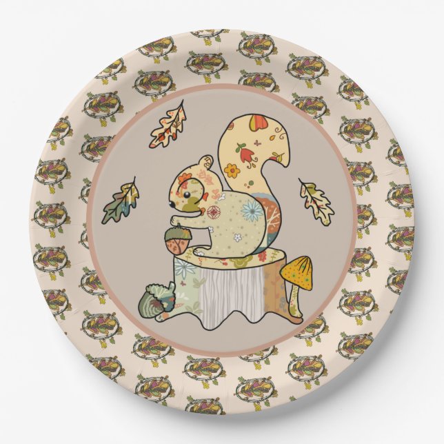 Colored squirrel paper plate (Front)