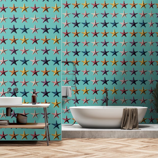 Colored starfish wallpaper (Bathroom)