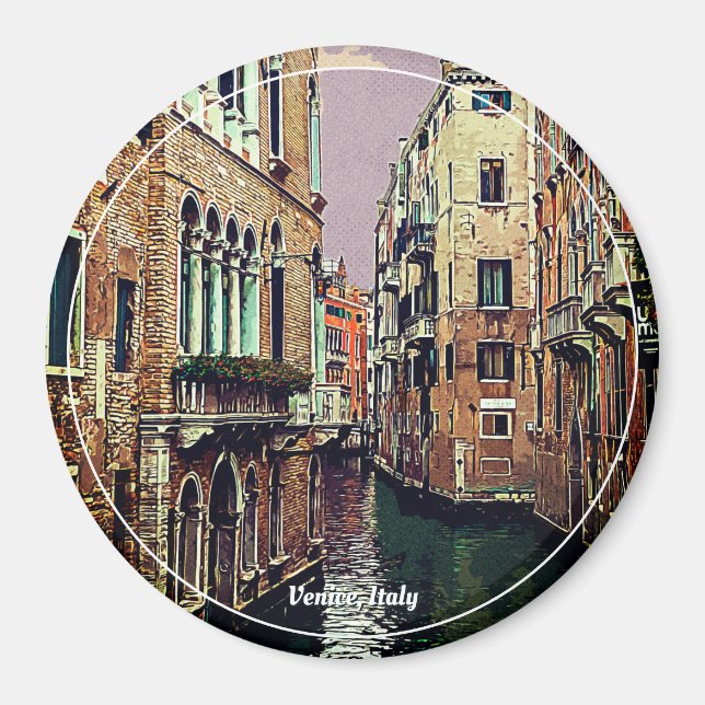 Colored Venice canal with houses in water. Italy. Magnet (Front)
