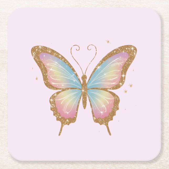 COLORED WINGS SQUARE PAPER COASTER (Front)