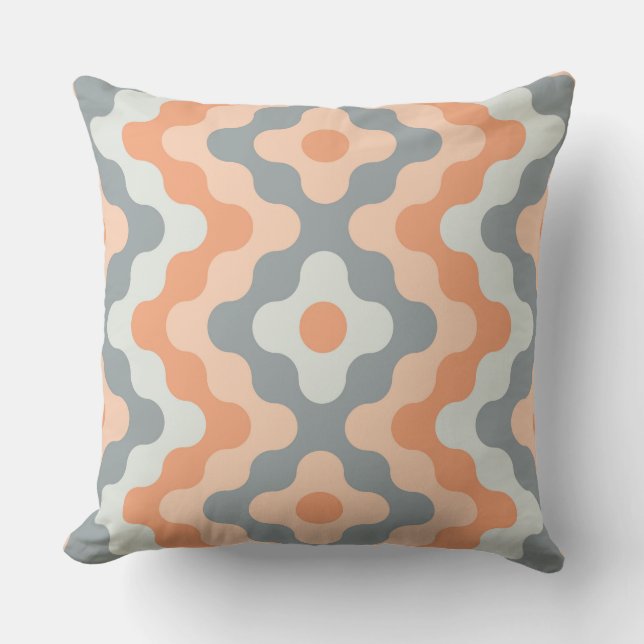 Colored zigzags 2 (salmon and gray) throw pillow (Front)