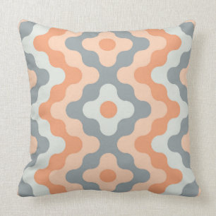 Colored zigzags 2 (salmon and gray) throw pillow