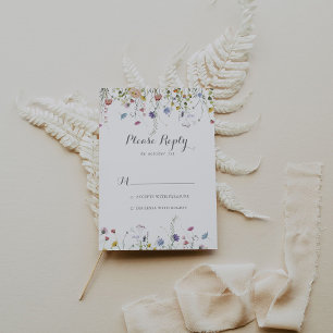 Colorée Dainty Fleurs sauvages Calligraphie RSVP
