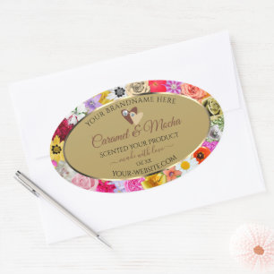 Colorée Floral Beige Produit Étiquette Coeurs Bijo