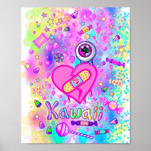 Colorée Mignonne I Love Kawaii Poster Art