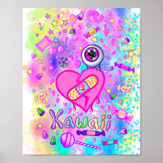 Colorée Mignonne I Love Kawaii Poster Art