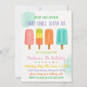Colorée Popsicle Party Anniversaire Invitation
