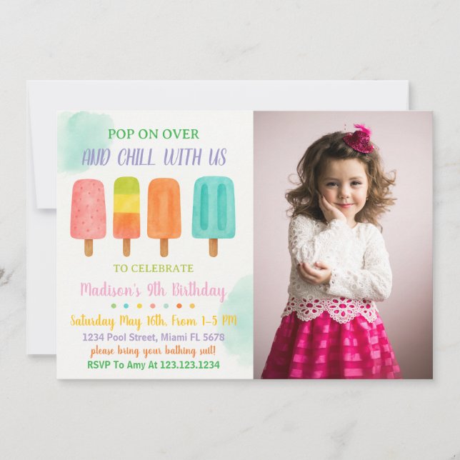 Colorée Popsicle Party Anniversaire Invitation (Devant)