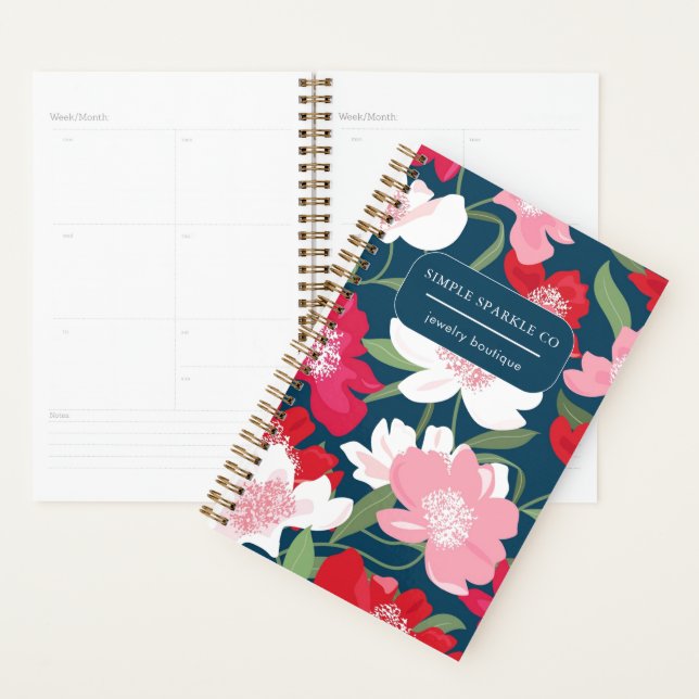 Colorée Rouge Feminine Floral Blue Entreprise (Devant avec enveloppe)
