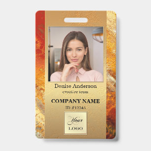 Colorée Terra Cotta Art Gold Photo ID Badge