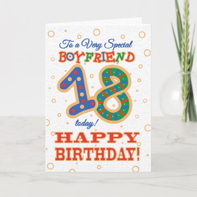 Colorful 18th Birthday for Special Boyfriend Card (Front)