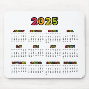 Colorful 2025 calendar mouse pad