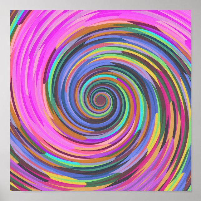 Colorful 3d spiral swirl vortex abstract backdrop poster (Front)