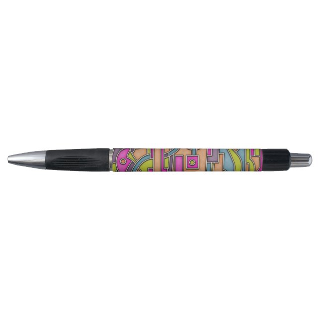 Colorful 60s Mod Geometric Abstract Pen (Front)