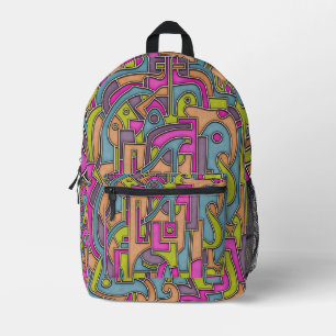 Colorful 60s Mod Geometric Abstract Printed Backpack