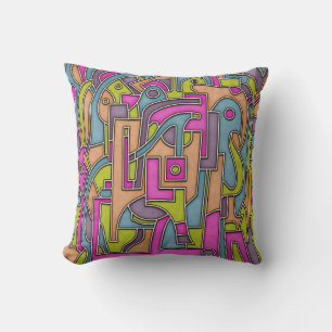 Colorful 60s Mod Geometric Abstract Throw Pillow