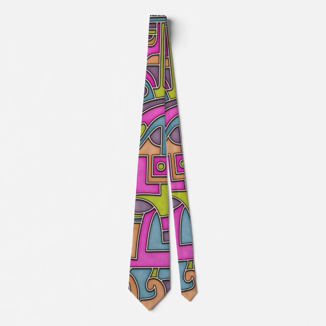Colorful 60s Mod Geometric Abstract Tie (Front)