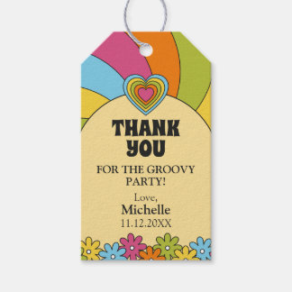 Colorful 60s Music Groovy Party 80th Birthday Gift Tags