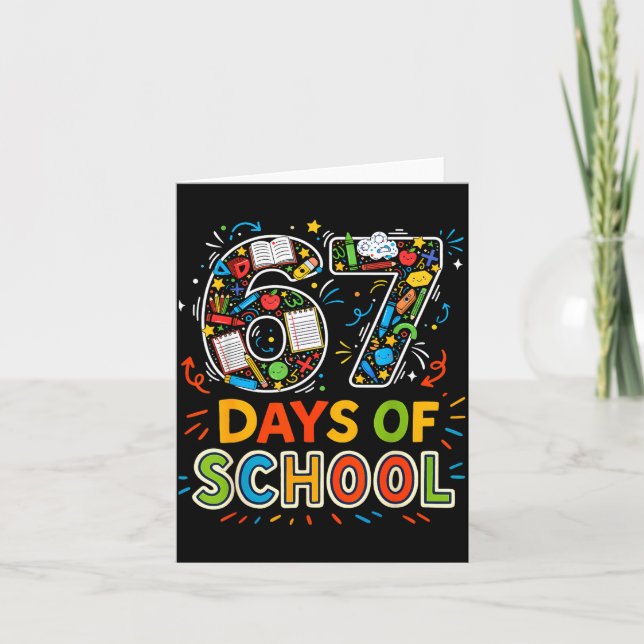 Colorful 67 Days Of School Clroom Learning Celebra Card (Front)