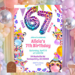 Colorful 67 Safari Wild Birthday Invitation