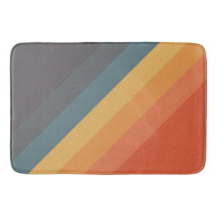 Colorful 70s 80s Retro Striped Stripes Bath Mat