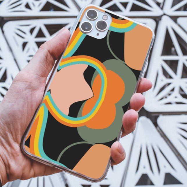 Colorful 70s retro abstract on black aesthetic Case-Mate iPhone case (Creator Uploaded)