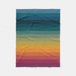 Colorful 70s Retro Striped Stripes Fleece Blanket