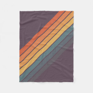 Colorful 70s Retro Striped Stripes Fleece Blanket