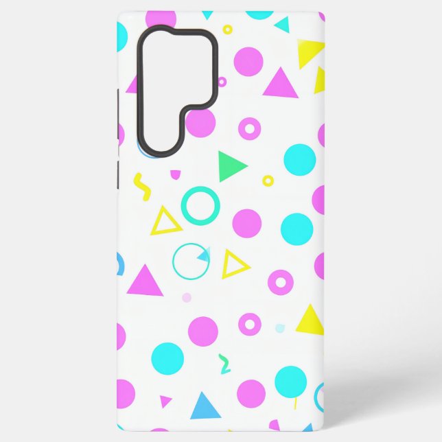 Colorful 80s Memphis Geometric Shapes Samsung Galaxy S22 Ultra Case (Back)